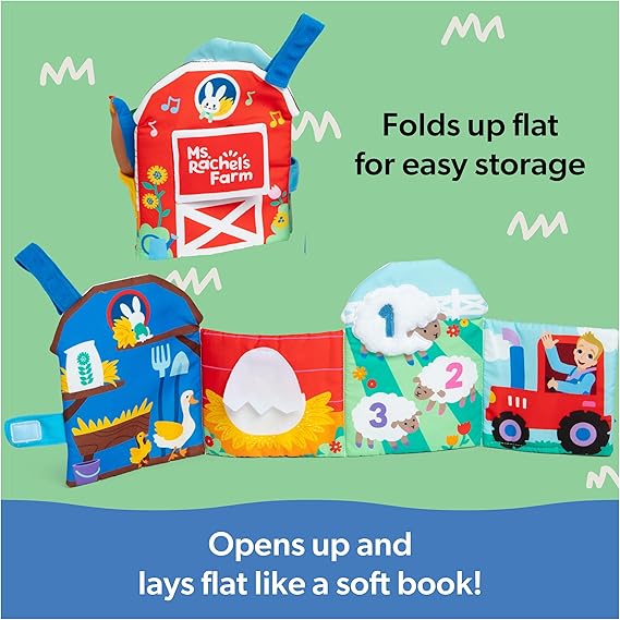 Ms. Rachel Official Sensory Learning Farm, Foldable Soft Baby Book with Plush Cow, Infant Educational Toys for Babies Ages 3 Months to 18 Months nirvanaguru