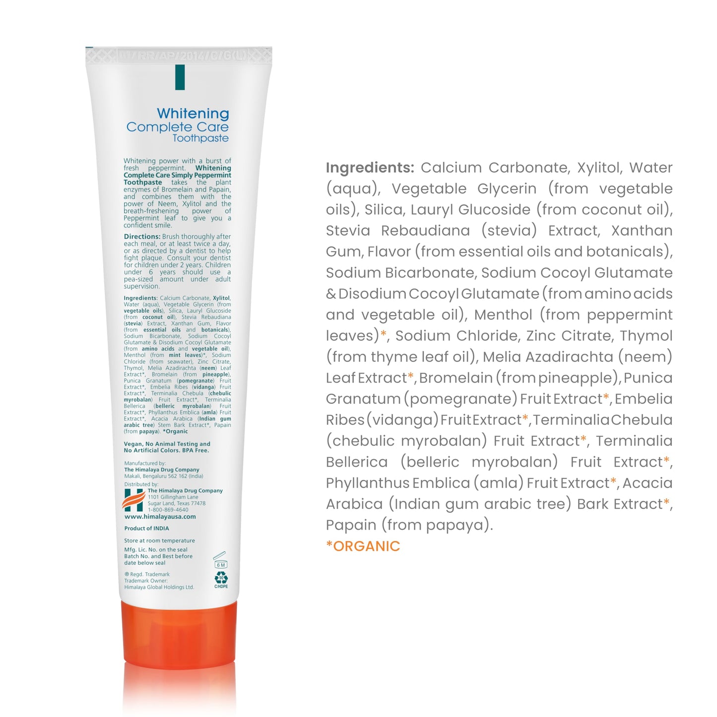 Himalaya Botanique Whitening Complete Care Toothpaste, Teeth Whitening, Fights Plaque, Fluoride Free, No Artificial Flavors, SLS Free, Cruelty Free, Foaming, Simply Mint Flavor, 5.29 Oz, 2 Pack - Nirvana Guru