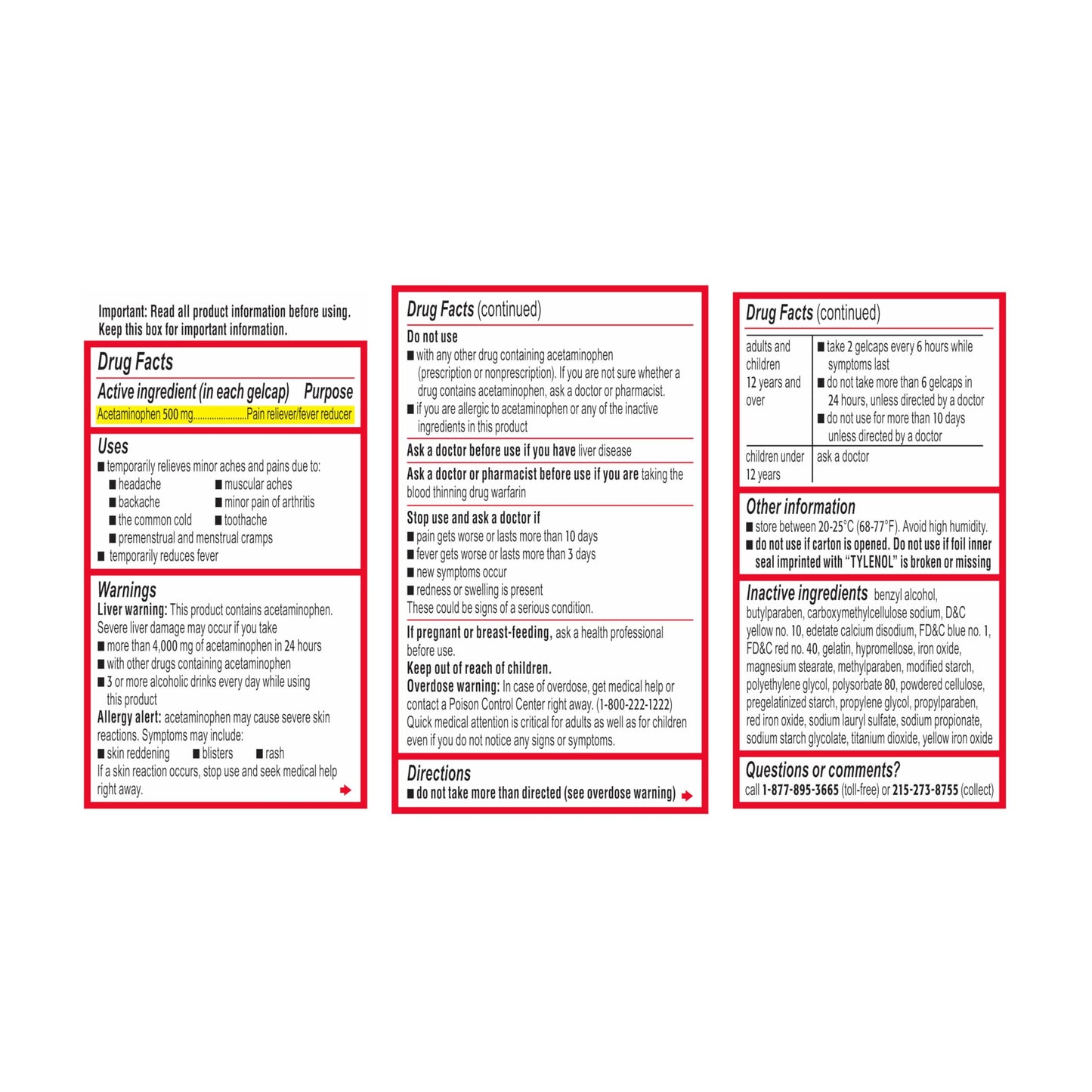 Tylenol Extra Strength Acetaminophen Rapid Release Gels, Extra Strength Pain Reliever & Fever Reducer, Gelcaps with Laser-Drilled Holes, 500 mg Acetaminophen, 100 ct