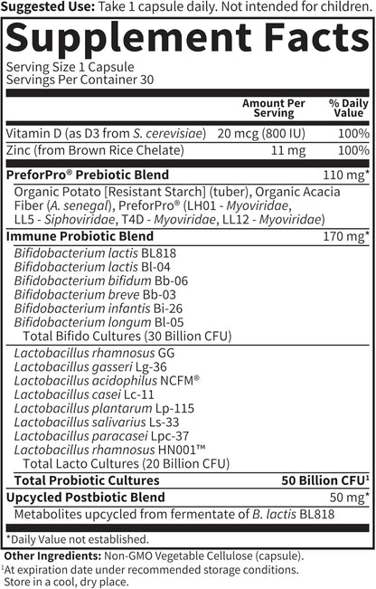 Garden of Life Probiotics with Prebiotics, Postbiotics, D3 & Zinc - 30 Day Immune Support for Gut & Digestive Health - Nirvana Guru