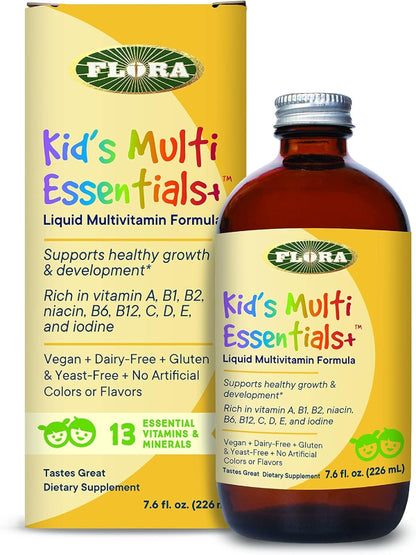 Flora - Kids Multi Essentials+, Liquid Multivitamin Formula, 13 Essential Vitamins & Minerals, 7.6 Fl Oz - Nirvana Guru