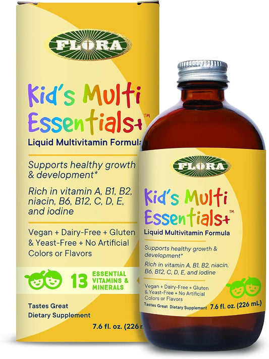 Flora - Kids Multi Essentials+, Liquid Multivitamin Formula, 13 Essential Vitamins & Minerals, 7.6 Fl Oz - Nirvana Guru