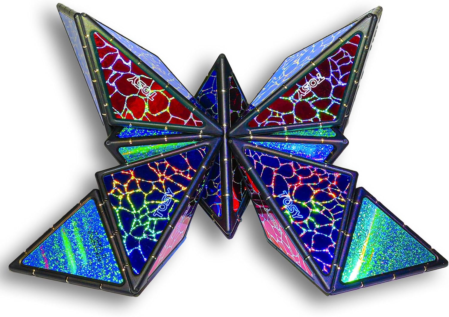 TOSY Magnet Pyramid Stone - 1 Cube Transforms into 1 Billion Shapes, 14 pcs (12 Puzzle pcs and 2 Accessories), 243 Rare Earth Magnets, Holographic Design Magnet Tiles Creative Puzzle STEM/STEAM Toy nirvanaguru