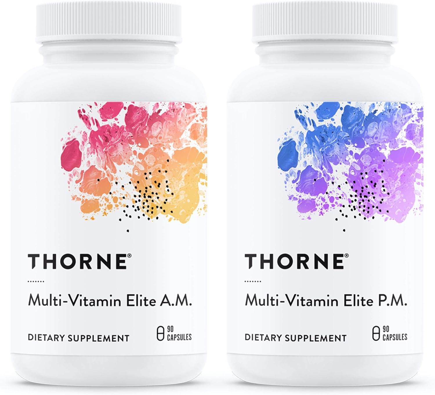 THORNE Multi-Vitamin Elite - Daily Nutritional Supplement - AM Formula Supports Cellular Energy Production and PM Formula Supports Restful Sleep* - Gluten-Free, Dairy-Free - 180 Capsules - 30 Servings - Nirvana Guru