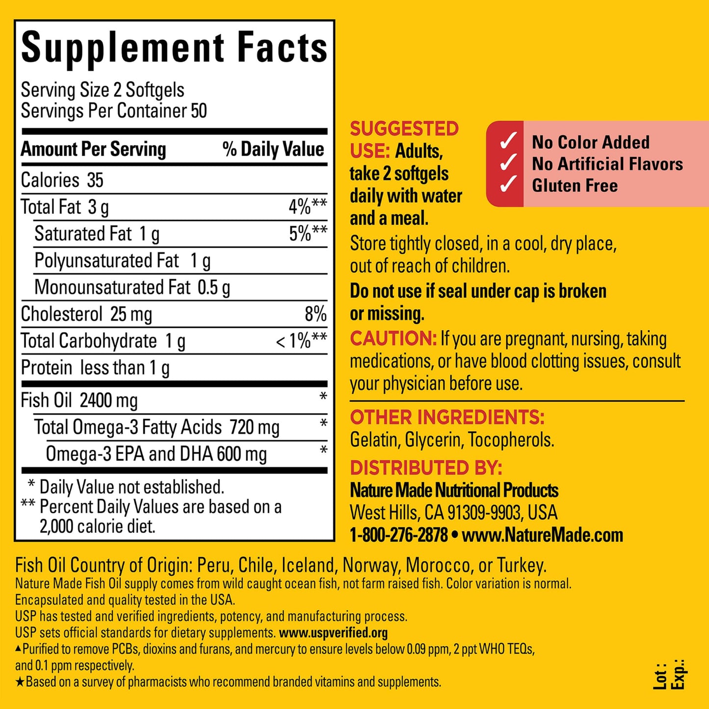 Nature Made Fish Oil Omega 3 Supplements, 1200mg Softgels, Omega 3 Fish Oil for Healthy Heart Support, 100 Softgels, 50 Day Supply Nirvana Guru