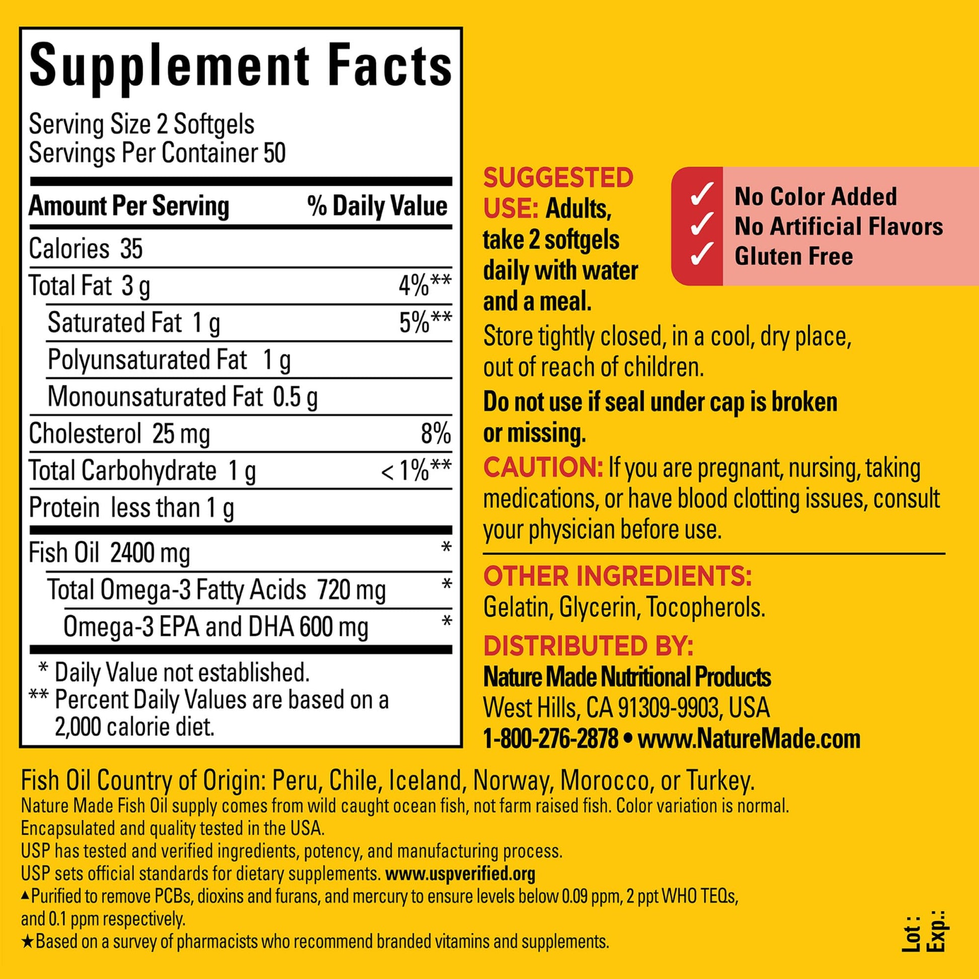 Nature Made Fish Oil Omega 3 Supplements, 1200mg Softgels, Omega 3 Fish Oil for Healthy Heart Support, 100 Softgels, 50 Day Supply Nirvana Guru