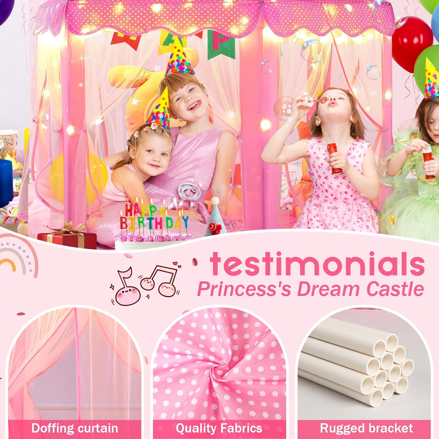 Monobeach Princess Tent Girls Large Playhouse Kids Castle Play Tent with Star Lights Toy for Children Indoor and Outdoor Games, 55'' x 53'' (DxH) Nirvana Guru