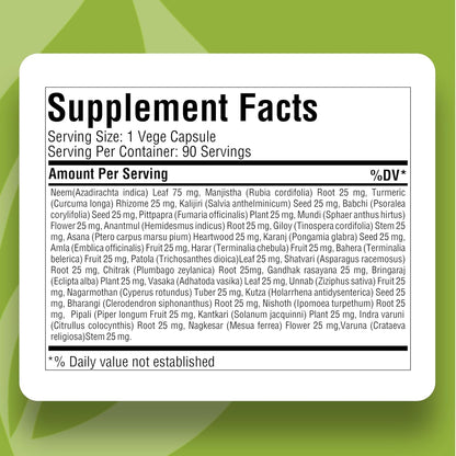 Blood Cleaner Capsules | Ayurvedic Herbal Supplement for Blood Purity | Skin Health Support, 90 Veg Capsules, 800 mg Each | Natural Wellness Formula Nirvana Guru