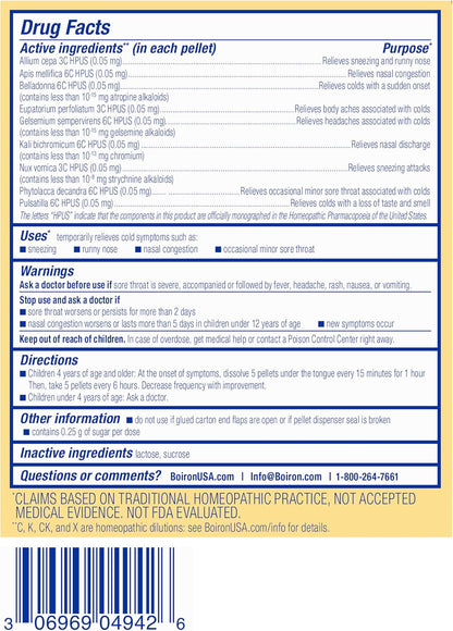 Boiron ColdCalm Kids Pellets for Relief of Common Cold Symptoms Such as Sneezing, Runny Nose, Sore Throat, and Nasal Congestion - 2 Count (160 Pellets) - Nirvana Guru