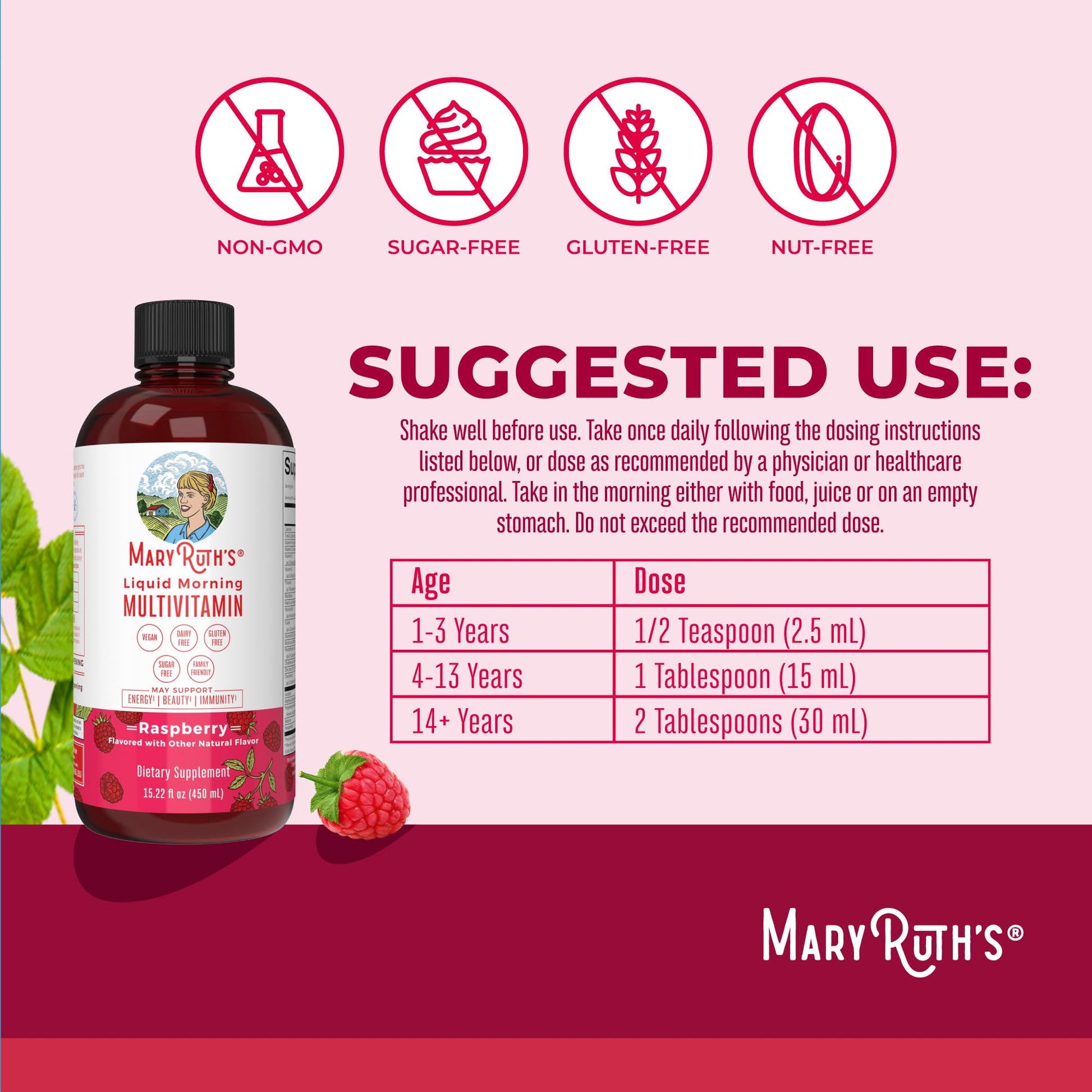 Multivitamin for Women, Men & Kids by MaryRuth's | Liquid Morning Multivitamin | Mens, Womens Vitamins | Vitamin A C D E B6 B12 Biotin Zinc | Beauty | Vegan | Non-GMO | Gluten Free | 15 Servings - Nirvana Guru