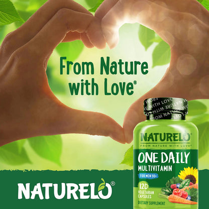 NATURELO Mens Multivitamins for Men 50+ - One Daily Multivitamin for Men with Vitamins, Minerals & Organic Whole Foods, Boost Energy & Health, Non-GMO, 60 Vegetarian Capsules - Nirvana Guru