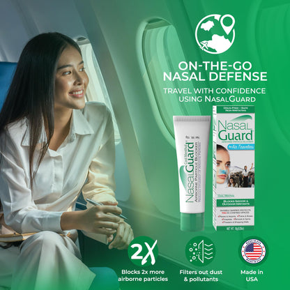Airborne Particle Blocker Nasal Gel for Air Travelers - Drug-Free, Non-irritating, Non-drowsy, Airplane Travel Approved (Unscented) - Over 150 Applications Per Tube (0.1 oz, Pack of 1) Nirvana Guru