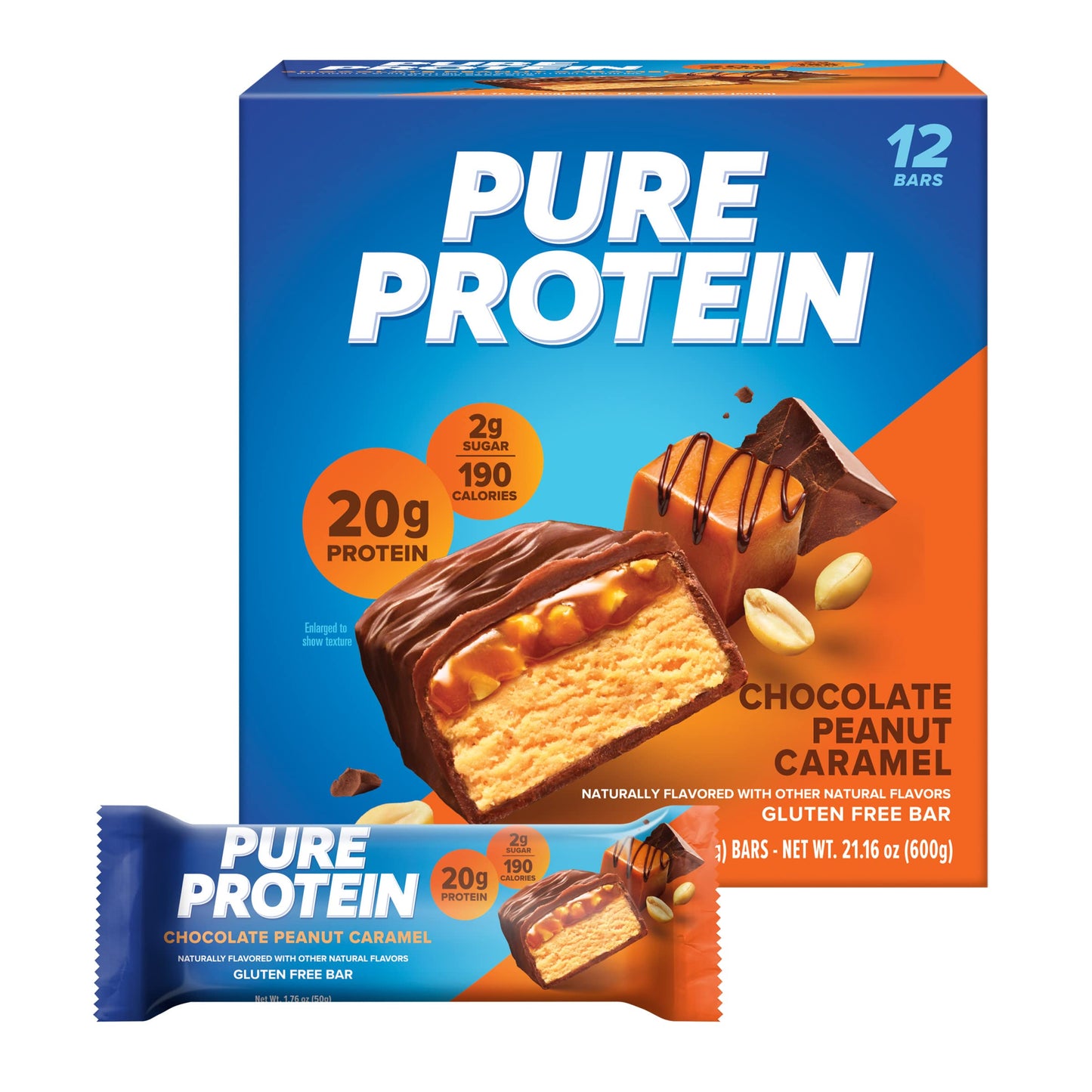 Pure Protein Bars, High Protein, Nutritious Snacks to Support Energy, Low Sugar, Gluten Free, Chocolate Deluxe, 1.76 oz., 12 Count(Pack of 1) (Packaging may vary)