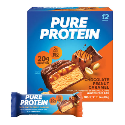 Pure Protein Bars, High Protein, Nutritious Snacks to Support Energy, Low Sugar, Gluten Free, Chocolate Deluxe, 1.76 oz., 12 Count(Pack of 1) (Packaging may vary)