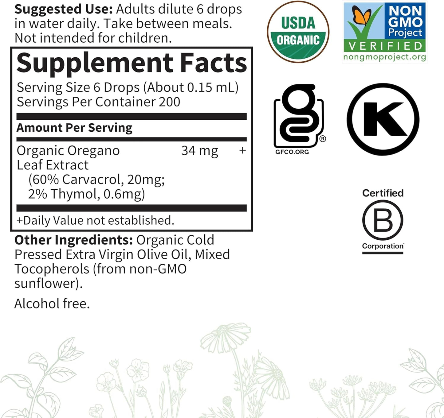 Garden of Life Organics Oil of Oregano Seasonal Drops 1fl oz (30 mL) Liquid, Concentrated Plant Based Immune Support - Alcohol-Free, Organic, Non-GMO, Vegan & Gluten Free Herbal Supplements - Nirvana Guru