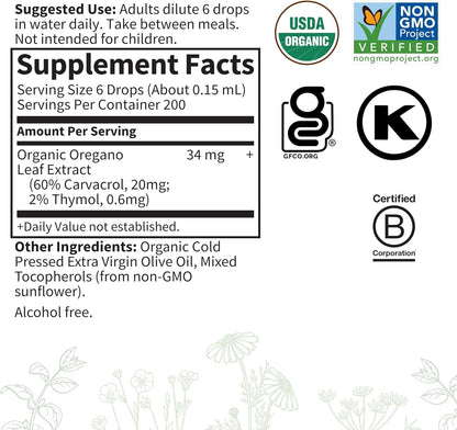 Garden of Life Organics Oil of Oregano Seasonal Drops 1fl oz (30 mL) Liquid, Concentrated Plant Based Immune Support - Alcohol-Free, Organic, Non-GMO, Vegan & Gluten Free Herbal Supplements - Nirvana Guru