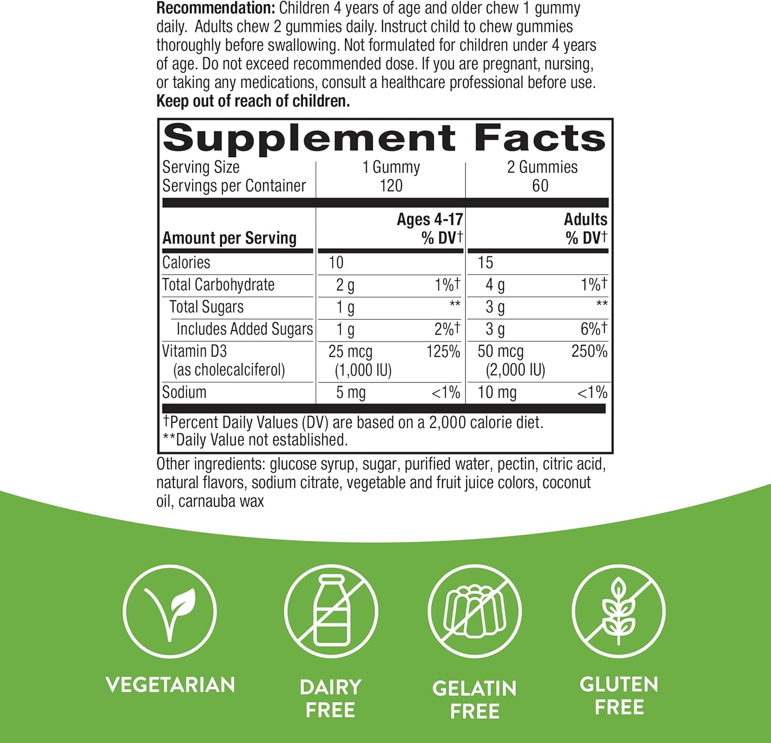 Nature's Way Vitamin D3 Gummies, Supports Immune and Bone Health*, 2000 IU (50 mcg) per 2-gummy Serving, Mixed Fruit Flavored, 120 Gummies - Nirvana Guru