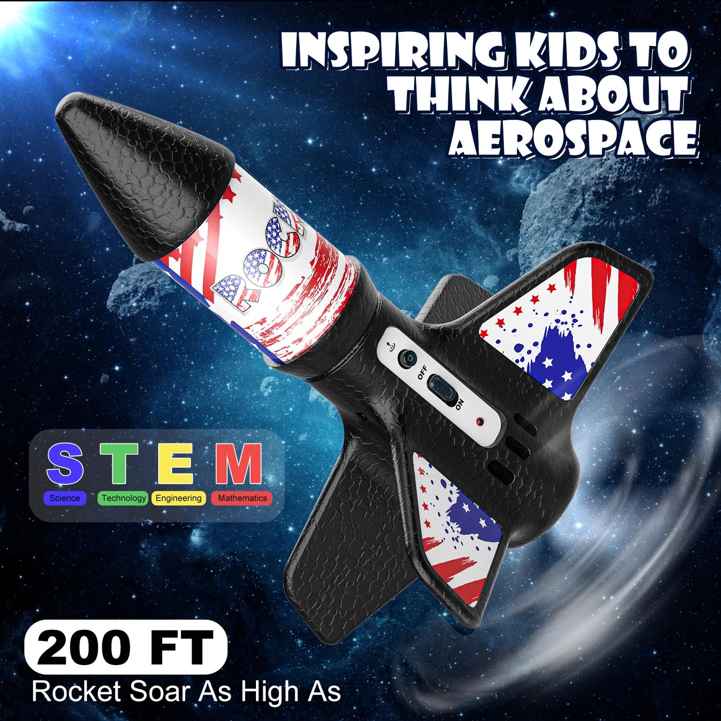 Rocket Launcher for Kids, Self Launching Motorized Air Rocket Toy, Outdoor Toys for Ages 8-12, Model Rockets with Parachute Safely Land, Spaceship Launch up to 200 ft Birthday Gifts for Boys Nirvana Guru