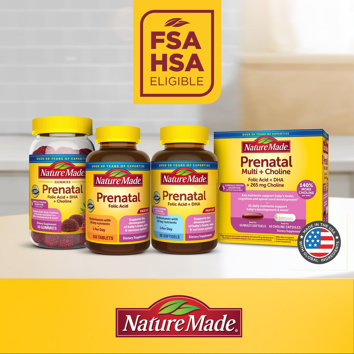 Nature Made Prenatal with Folic Acid + DHA, Prenatal Vitamin and Mineral Supplement for Daily Nutritional Support, 110 Softgels, 110 Day Supply - Nirvana Guru