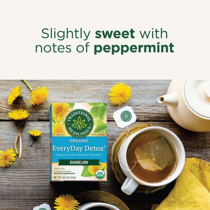 Traditional Medicinals Tea, Organic Roasted Dandelion Root, Supports Kidney Function & Healthy Digestion, 96 Tea Bags (6 Pack) - Nirvana Guru