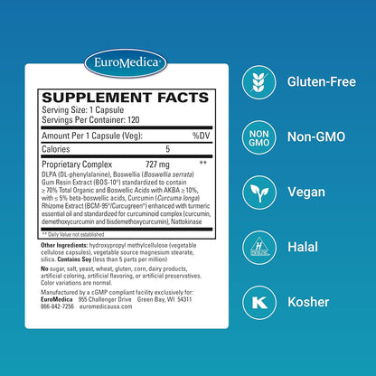Euromedica Curaphen - Curcumin Supplement for Circulation & Endorphin Support - Support for Occasional Discomfort - Aids Healthy Muscles - 120 Capsules - Nirvana Guru
