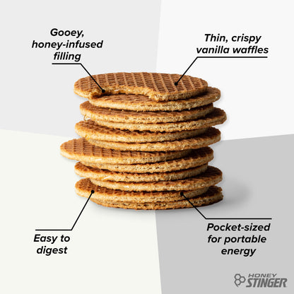 Honey Stinger Organic Honey Waffle Energy Stroopwafel for Exercise, Endurance and Performance Sports Nutrition for Home & Gym, Pre and Post Workout Box of 16 Waffles, 16.96 Ounce (Pack of 16)