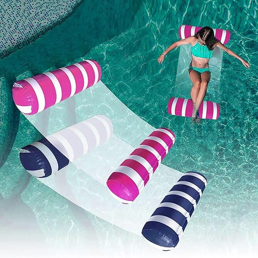 2-Pack Swimming Pool Float Hammock, Multi-Purpose Inflatable Hammock Pool Hammock (Saddle, Lounge Chair, Hammock, Drifter), Water Hammock Lounge nirvanaguru