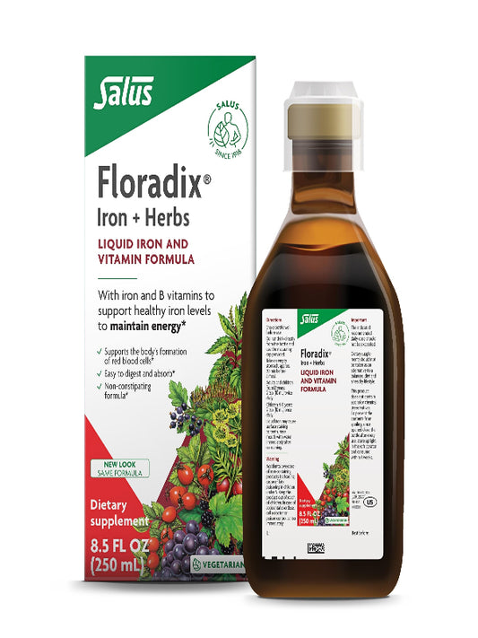 Floradix by Salus Iron & Herbs - Liquid Herbal Supplement for Energy Support* - Iron Supplement with Vitamin C & B Complex Vitamins - for Men & Women - 8.5 Fl Oz Nirvana Guru