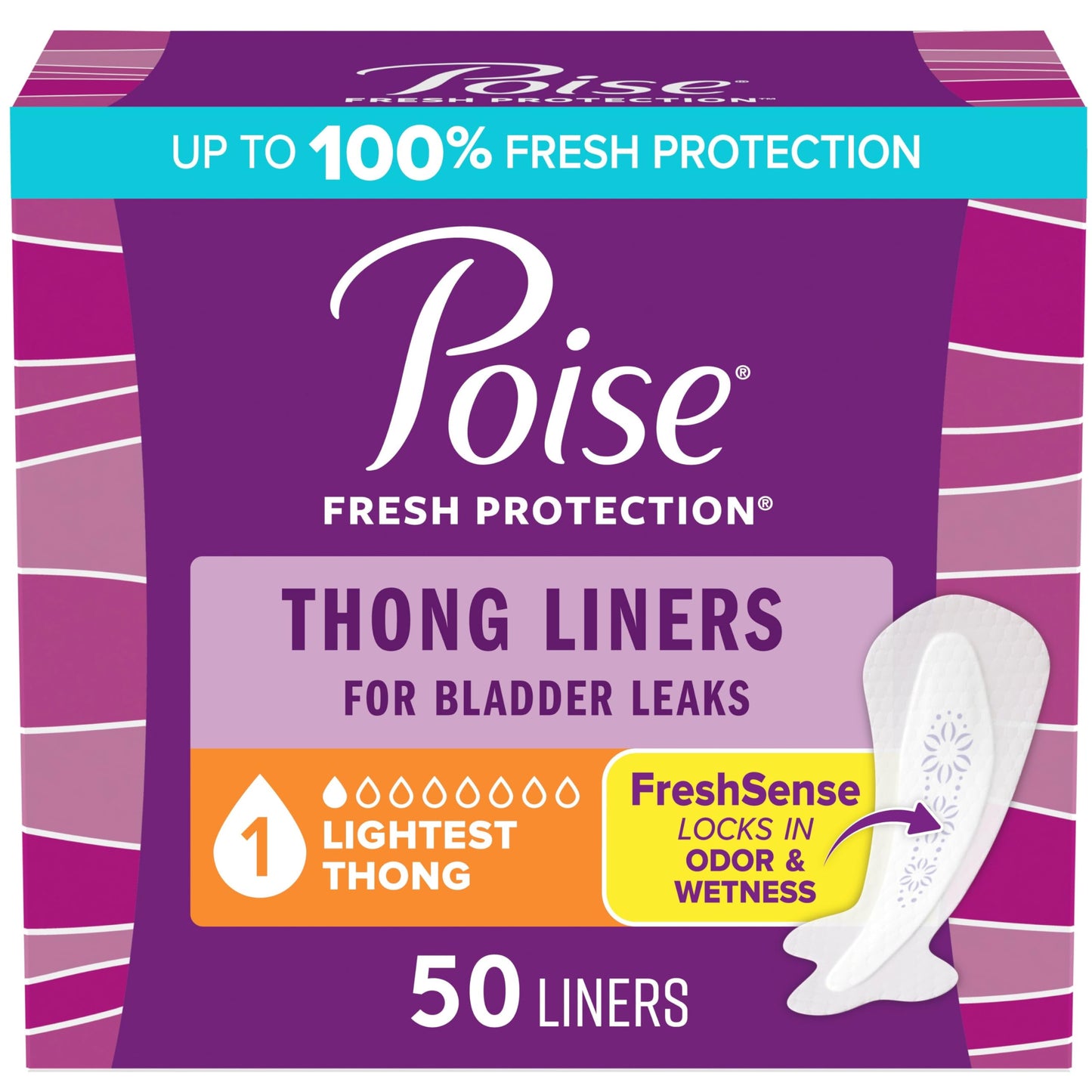 Poise Daily Liners, Incontinence Panty Liners, 2 Drop Very Light Absorbency, Regular Length, 48 Count of Pantiliners, Packaging May Vary