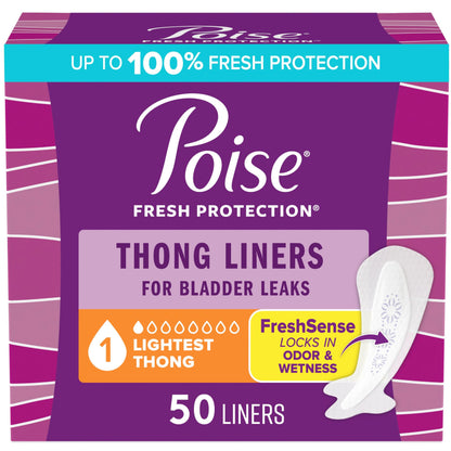 Poise Daily Liners, Incontinence Panty Liners, 2 Drop Very Light Absorbency, Regular Length, 48 Count of Pantiliners, Packaging May Vary