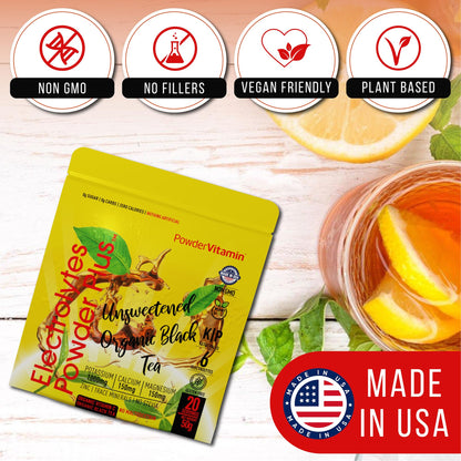 PowerVitamin Lemonade Electrolytes Powder No Sugar for Daily Energy - Keto Electrolytes - Hydration Powder with 1000mg Potassium, 120mg Calcium, Magnesium, Organic Vitamin C, 100 Servings
