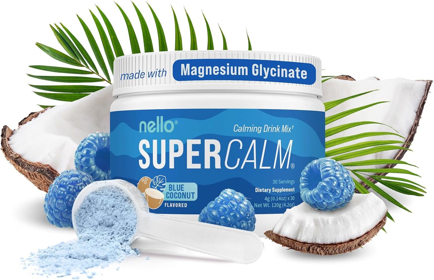 Supercalm Powdered Drink Mix, Raspberry Lemonade, L Theanine, Ksm-66 Ashwagandha, Magnesium Glycinate, Vitamin D 3, Supplements for Relaxation & Focus, No Sugar, Non GMO, On The Go, 20 Ct