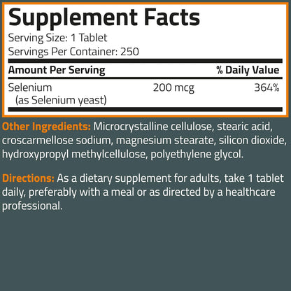 Bronson Selenium 200 mcg Immune & Antioxidant Support Essential Mineral, 250 Vegetarian Tablets Nirvana Guru