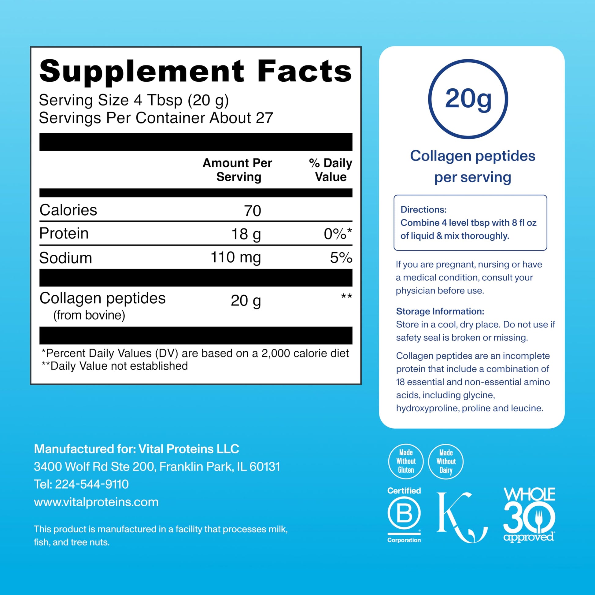 Vital Proteins Collagen Peptides Powder - Supports Hair, Nail, Skin, Bone & Joint Health, Unflavored, Collagen Protein 9.33 OZ - Nirvana Guru