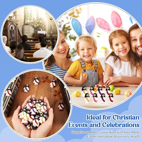 Bememo 100 Pcs Little Jesus Figures Jesus Loves You Original Design Rubber Pocket Toys Little Figures to Hide and Seek Sunday School Religious Party Share Gifts(Bright Colors) Nirvana Guru