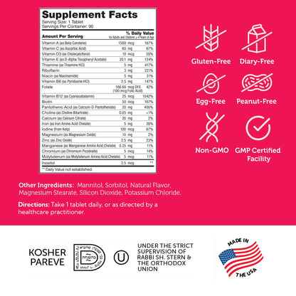 Zahler Kids Multivitamin Chewable Vitamin Tablet - Complete One Daily Kids Vitamins Supplement - Contains 20+ Minerals & Vitamins for Kids & Toddlers - Kosher Multivitamins Cherry Flavor (90) - Nirvana Guru