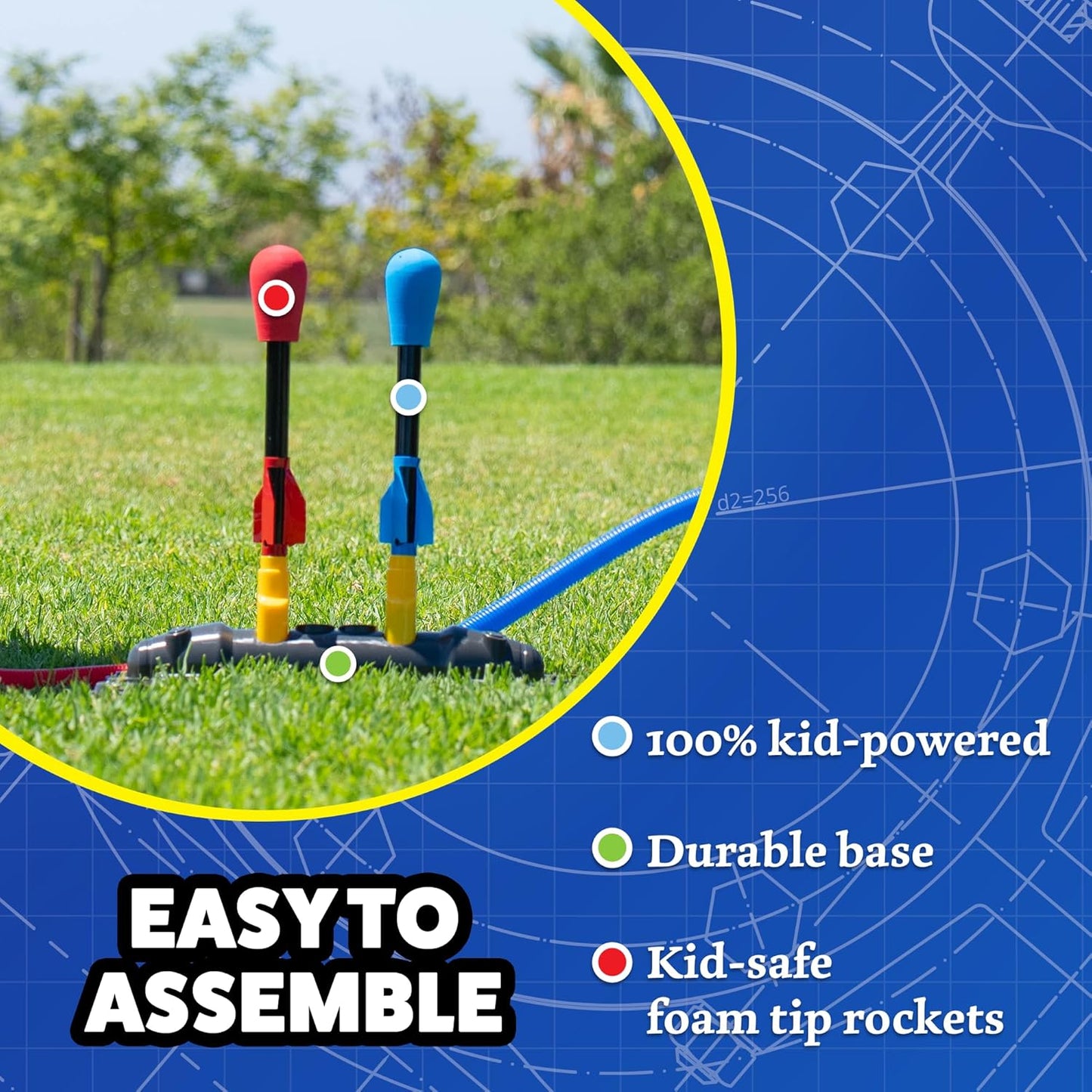 Stomp Rocket Original Dueling Rocket Launcher for Kids, 8 Rockets - Fun Backyard & Outdoor Kids Toys Gifts for Boys & Girls -Toy Foam Blaster Set Soars 200ft - Multi-Player Launcher Stand Nirvana Guru