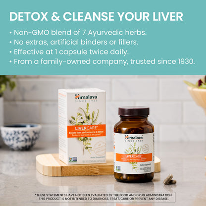 Himalaya LiverCare, 45 Day Supply - Herbal Liver Support Promoting Waste Elimination, Liver Cleanse, Detox, and Bile Production - Vegan, Non-GMO, Gluten Free, 375 mg, 90 Capsules Nirvana Guru