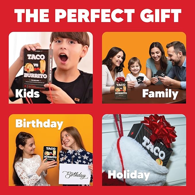 Taco vs Burrito - The Wildly Popular Surprisingly Strategic Card Game Created by a 7 Year Old - 5 Ways to Play - a Family-Friendly Party Game for Kids, Teens & Adults nirvanaguru