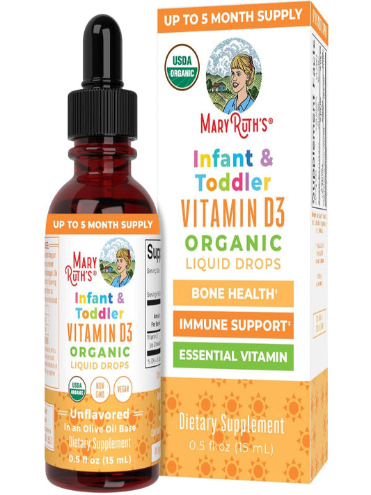MaryRuth Organics USDA Organic Vitamin D Drops | Vitamin D3 Liquid | Sugar Free | Liquid Vitamin D Drops Immune Support for Infants & Toddlers | VIT D3 | Gluten Free | Non-GMO | 90-150 Servings - Nirvana Guru