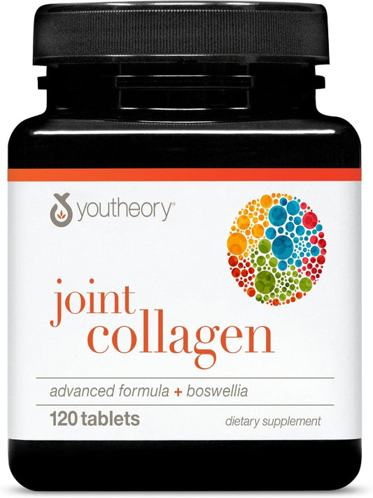 Youtheory Joint Collagen Advanced - Supplement for Bone & Joint Health - Vitamins for Women & Men - with Boswellia Extract, Turmeric & Quercetin - 120 Tablets - Nirvana Guru