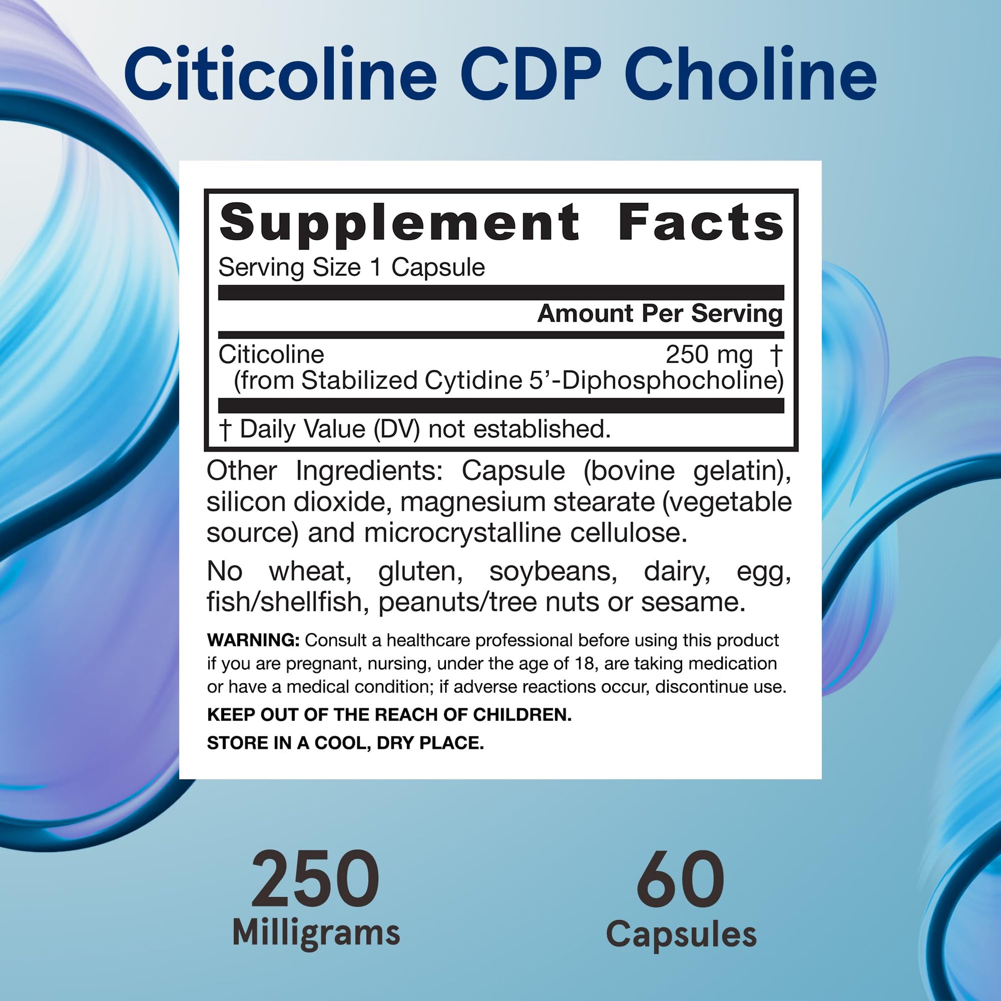 Jarrow Formulas Citicoline CDP Choline 250 MG, CDP Choline Supplement Supports Brain Health, Performance and Memory, 120 Capsules, Up to a 120 Day Supply - Nirvana Guru