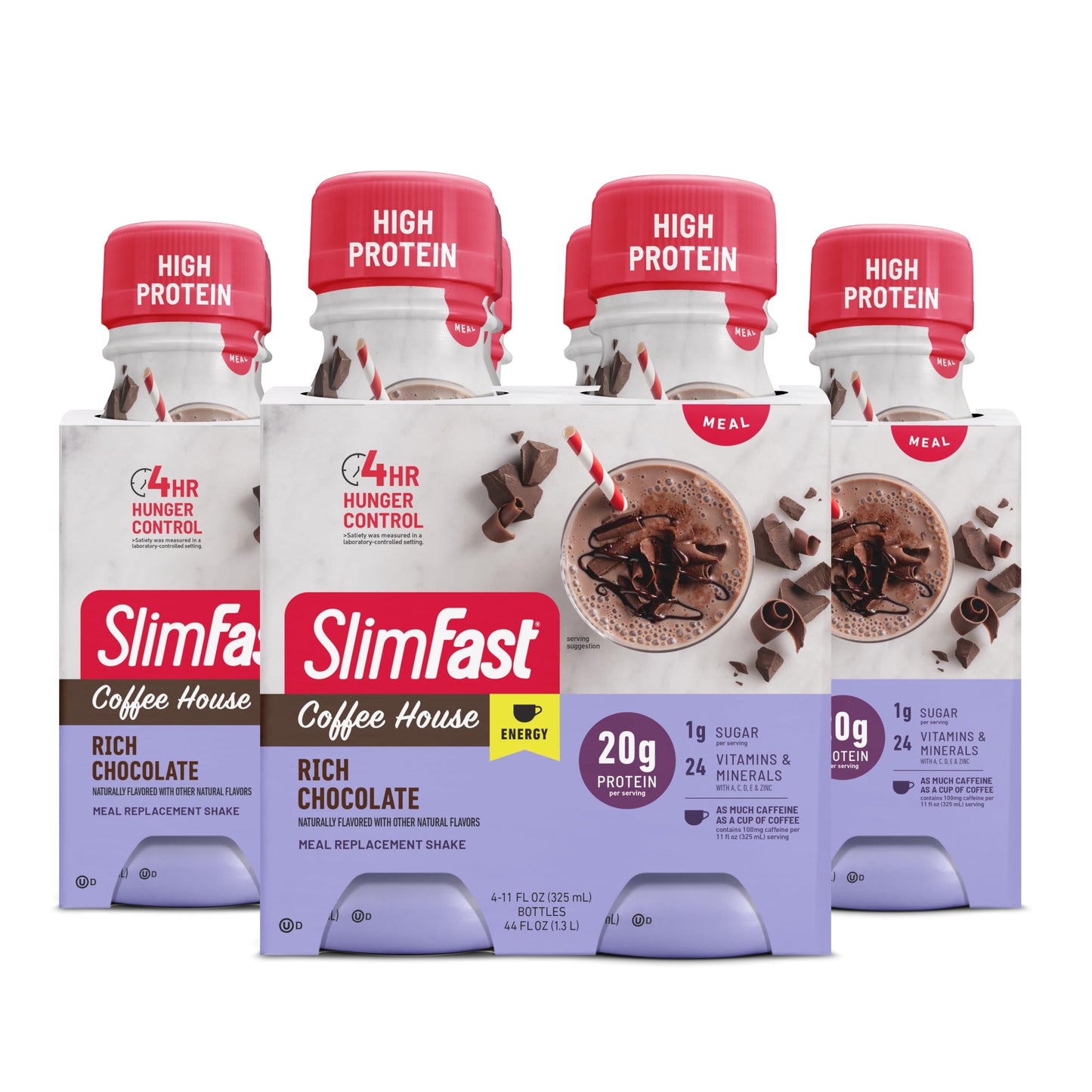 SlimFast Protein Shake with Caffeine, Caramel Macchiato- 20g Protein, Meal Replacement Shakes, High Protein with Low Carb and Low Sugar, 24 Vitamins and Minerals, 12 Count (Pack of 1)