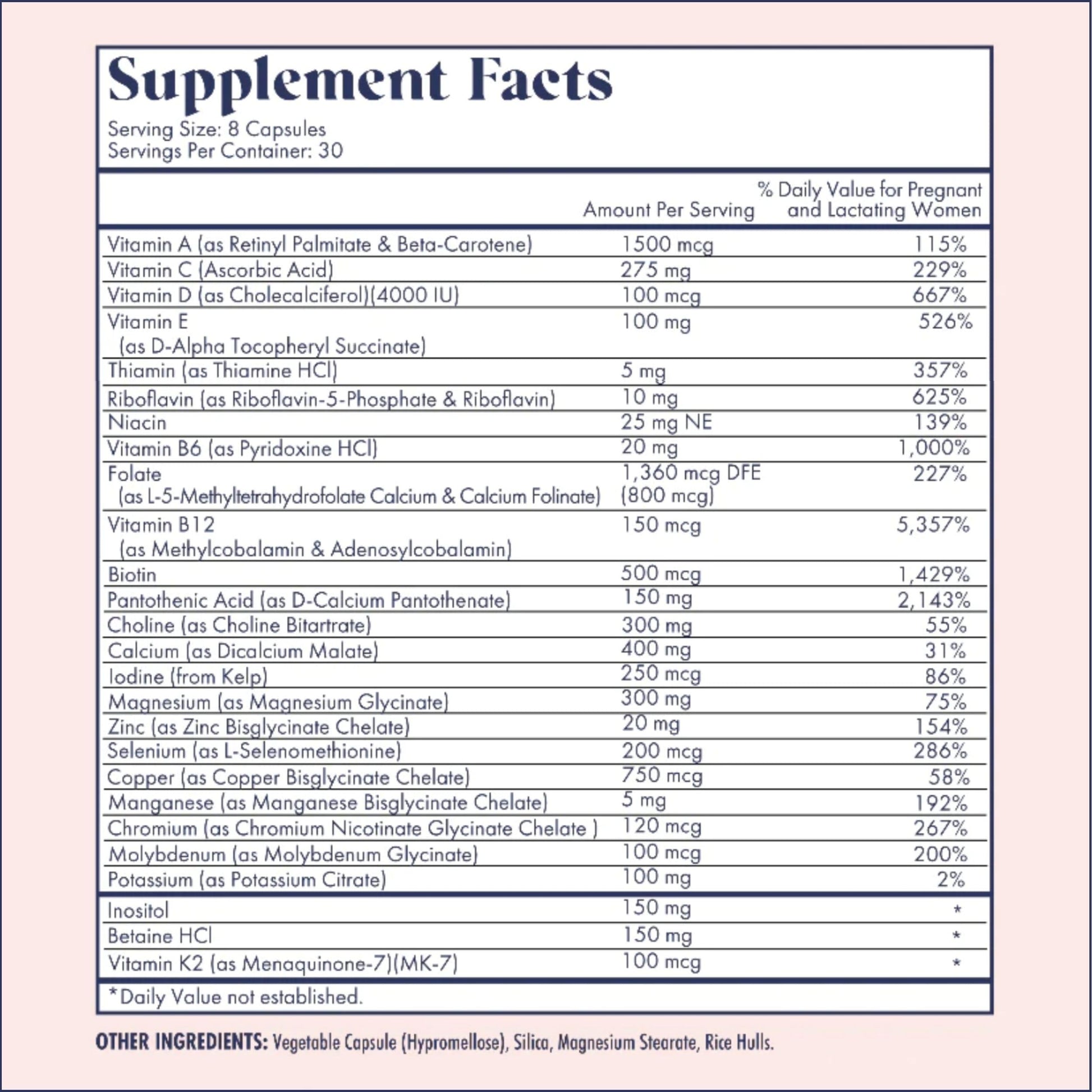 Prenatal Vitamins | Choline, folate, Vitamin D for fetal Growth, Brain Development | 26+ Vital Nutrients | Dietitian-Formulated, OBGYN Recommended, Non-GMO, 3rd Party Tested, 30 Servings Nirvana Guru