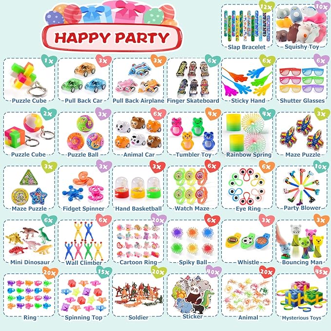 300 PCS Party Favor for Kids Goodie Bags Stuffers, Prize Box Toys for Kids Classroom Bulk, Small Fidget Toys Pinata Fillers, Treasure Chest for Students Rewards, Carnival Prizes, Birthday Gifts nirvanaguru