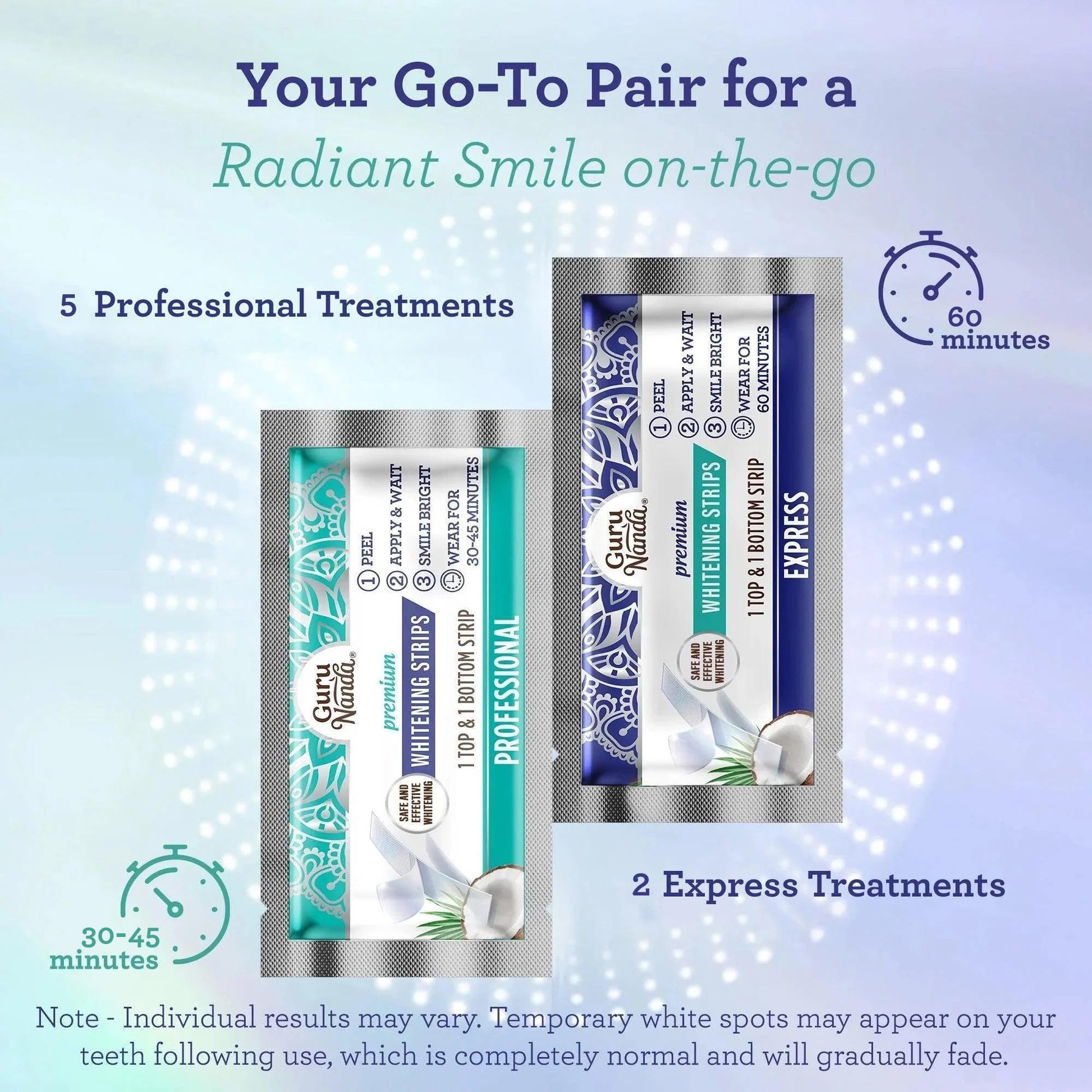GuruNanda Teeth Whitening Strips - 7-Day Treatment with Non-Slip, Dry Strip Technology - Whitening Designed with Care for a Brighter Smile Nirvana Guru