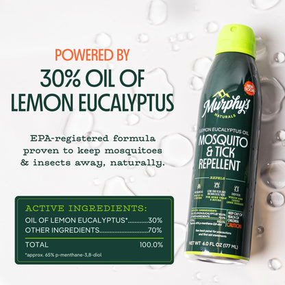 Murphy's Naturals Mosquito & Tick Bug Repellent Spray, Oil of Lemon Eucalyptus for Skin + Outdoor Gear, DEET-Free, 4 Ounce Pump, 2-Pack