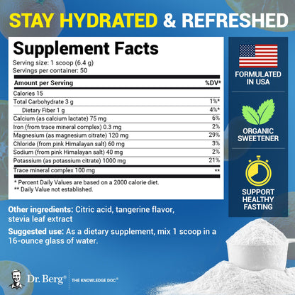Dr. Berg Zero Sugar Hydration Keto Electrolyte Powder - Enhanced w/ 1000 mg of Potassium & Real Pink Himalayan Salt (NOT Table Salt) - Raspberry & Lemon Flavor Hydration Drink Supplement, 100 Servings Nirvana Guru