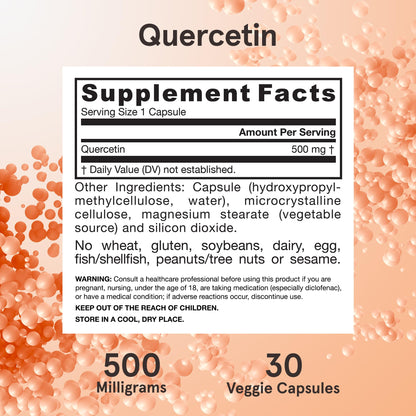 Jarrow Formulas Quercetin Supplements - 500 mg, Antioxidant Support for Cardiovascular and Immune Health, Supplement with 200 Veggie Capsules - Nirvana Guru