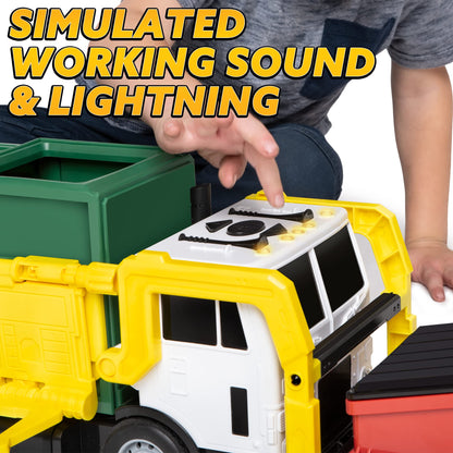 JOYIN Large Friction Powered Garbage Truck Toy Set, Includes Dumpster, Trash Bins, and Learning Cards for Kids, Boy Toys Birthday Gift for Boys Girls Kids Toddler Nirvana Guru